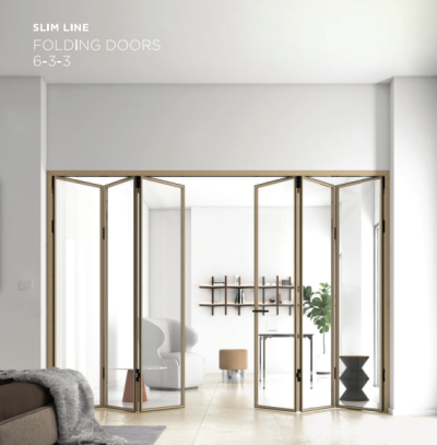 สีลายไม้สักน้ำตาล P77 : ชุดบานเฟี้ยมสลิม ไลน์ พรีเมียร์ PRMIER Slim LINE Bi-FOLD